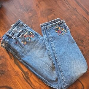 Lucky Brand Blue Jeans with Colorful Embroidery